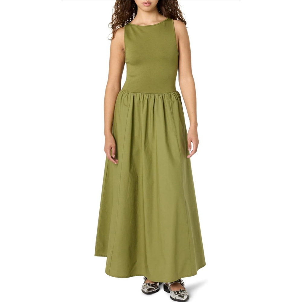 The Drop Dia Mixed Fabric Dress Womens Plus S Sleeveless stretch pockets New - Picture 3 of 5
